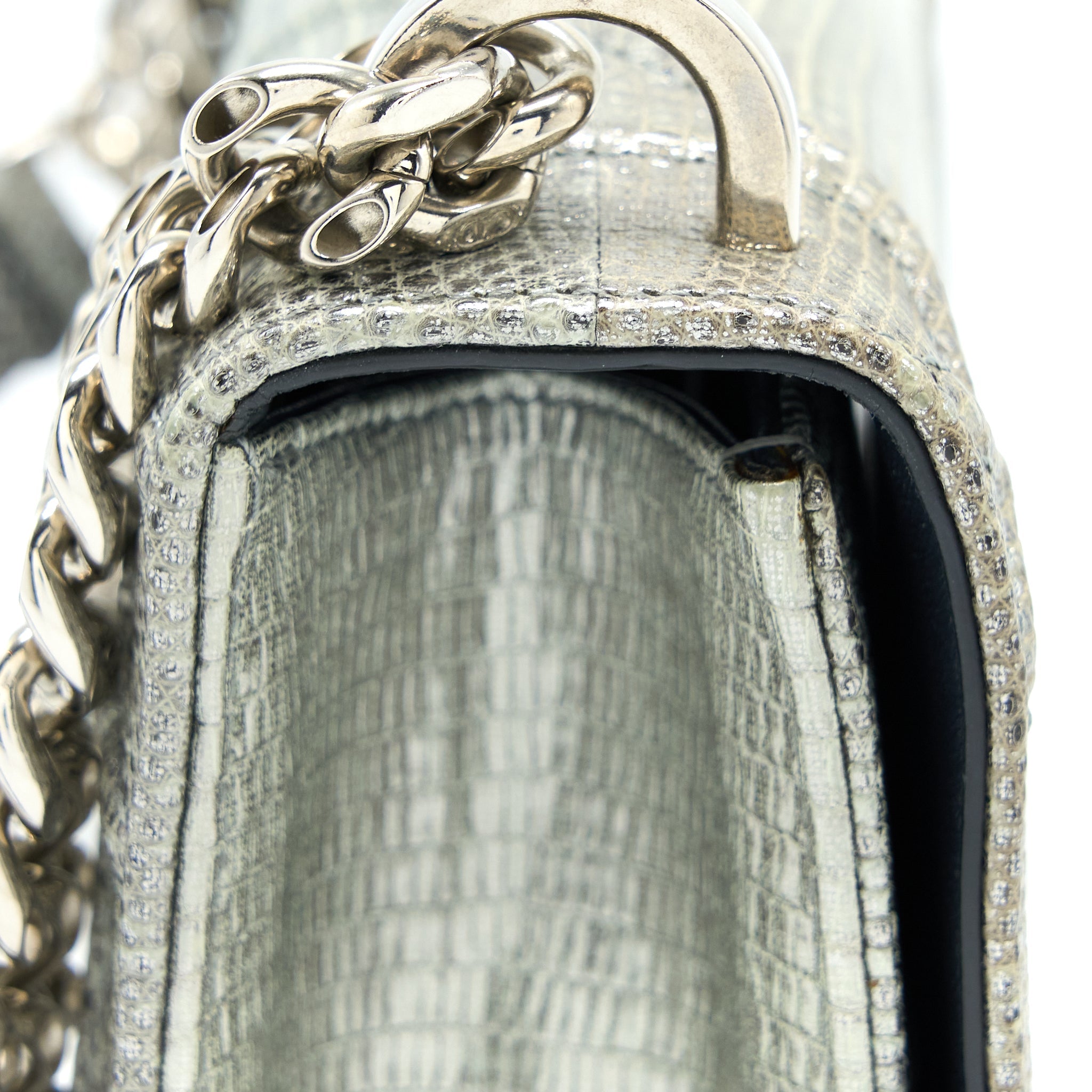 DIOR SMALL DIORAMA LIZARD METALLIC SILVER SHW