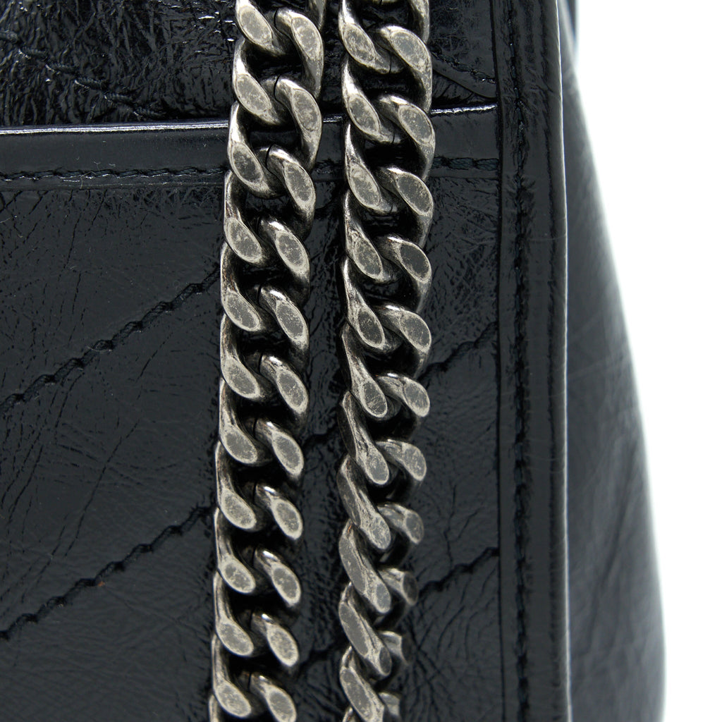 SAINT LAURENT MEDIUM NIKI CHAIN BAG AGED CALFSKIN BLACK RUTHENIUM HARDWARE