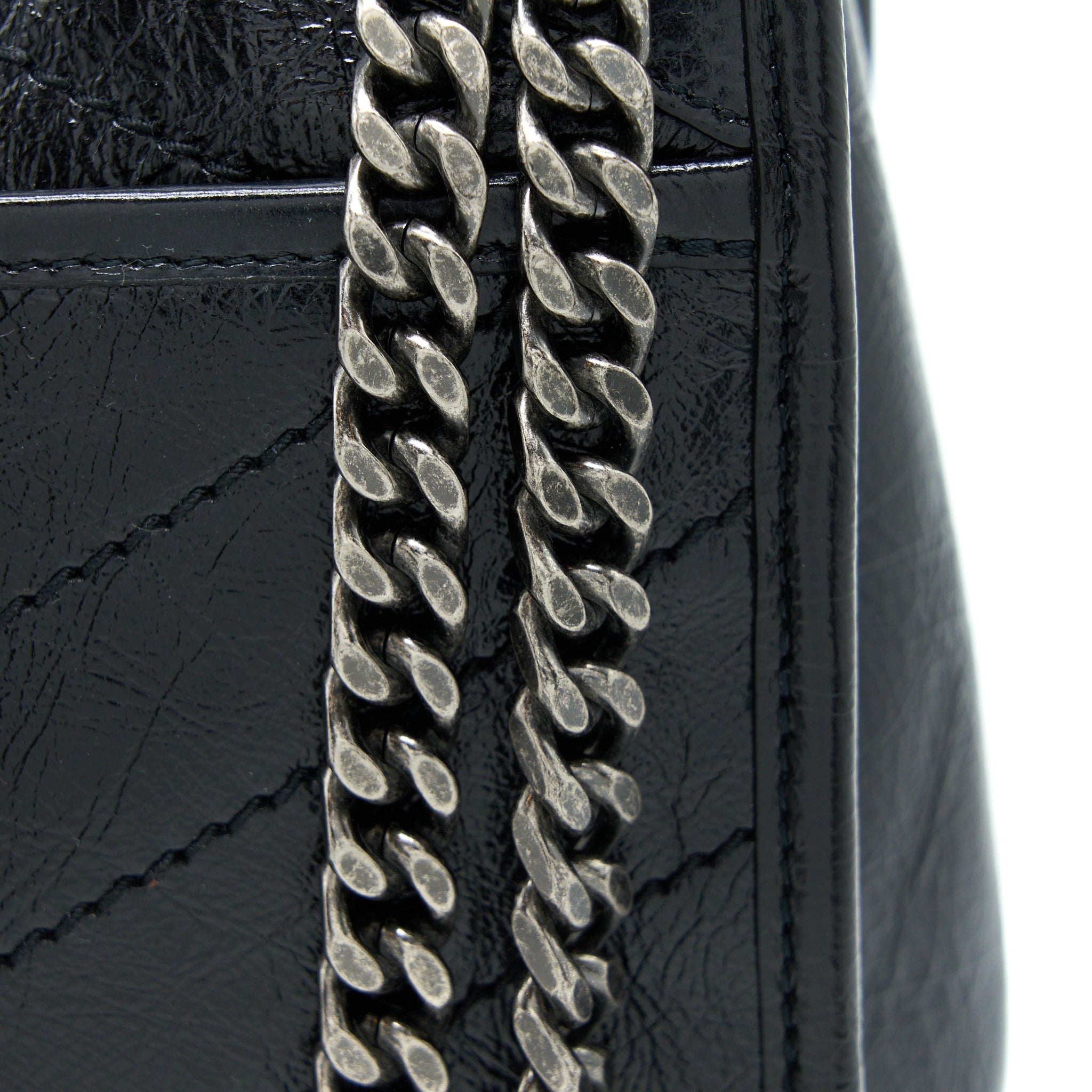SAINT LAURENT MEDIUM NIKI CHAIN BAG AGED CALFSKIN BLACK RUTHENIUM HARDWARE