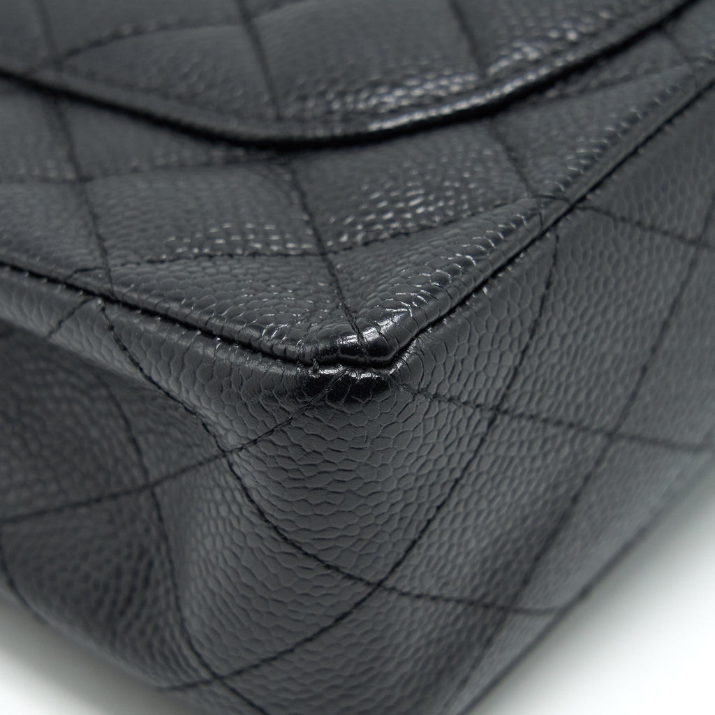 CHANEL SMALL CLASSIC DOUBLE FLAP BAG BLACK CAVIAR SHW