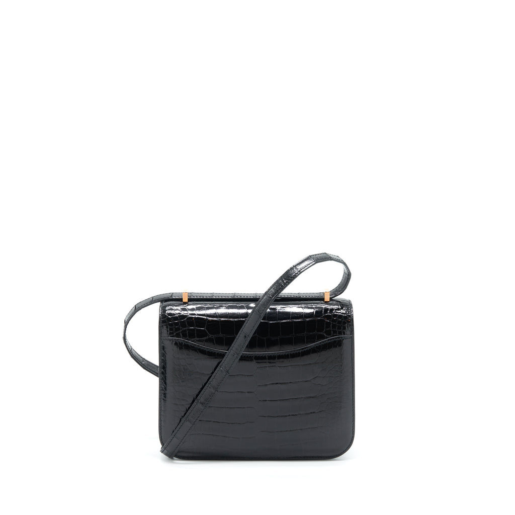 HERMES MINI CONSTANCE ALLIGATOR MISSISSIPPLENSIS BLACK RGHW