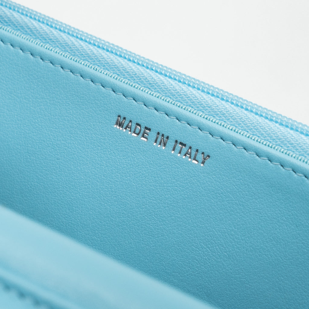 CHANEL CLASSIC WALLET ON CHAIN LAMBSKIN LIGHT BLUE SHW