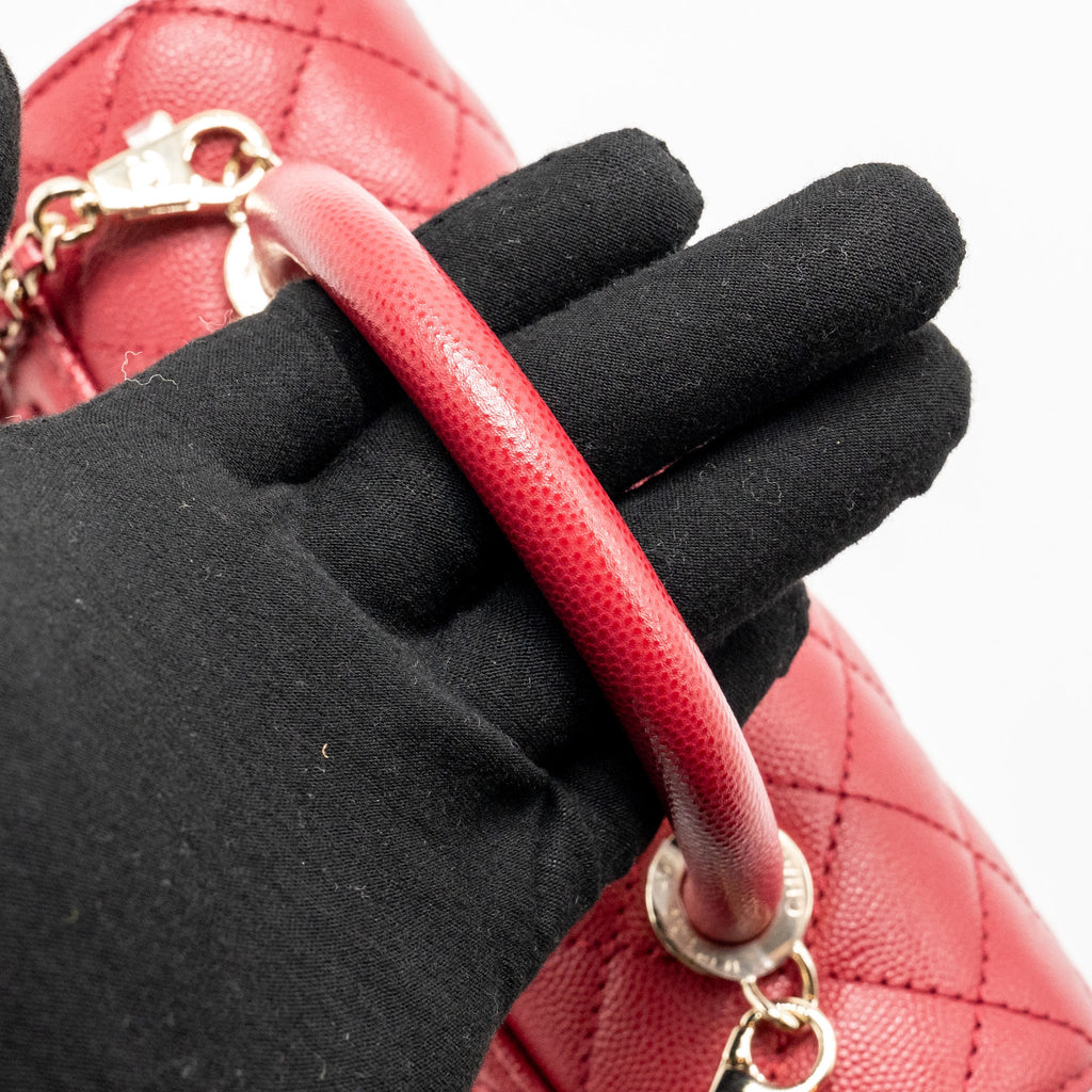CHANEL SMALL COCO HANDLE CAVIAR RED LGHW (MICROCHIP)