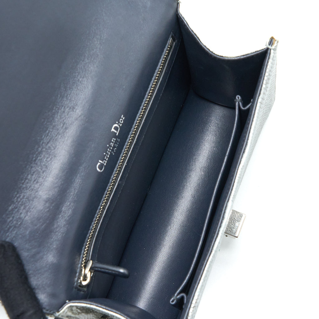 DIOR SMALL DIORAMA LIZARD METALLIC SILVER SHW
