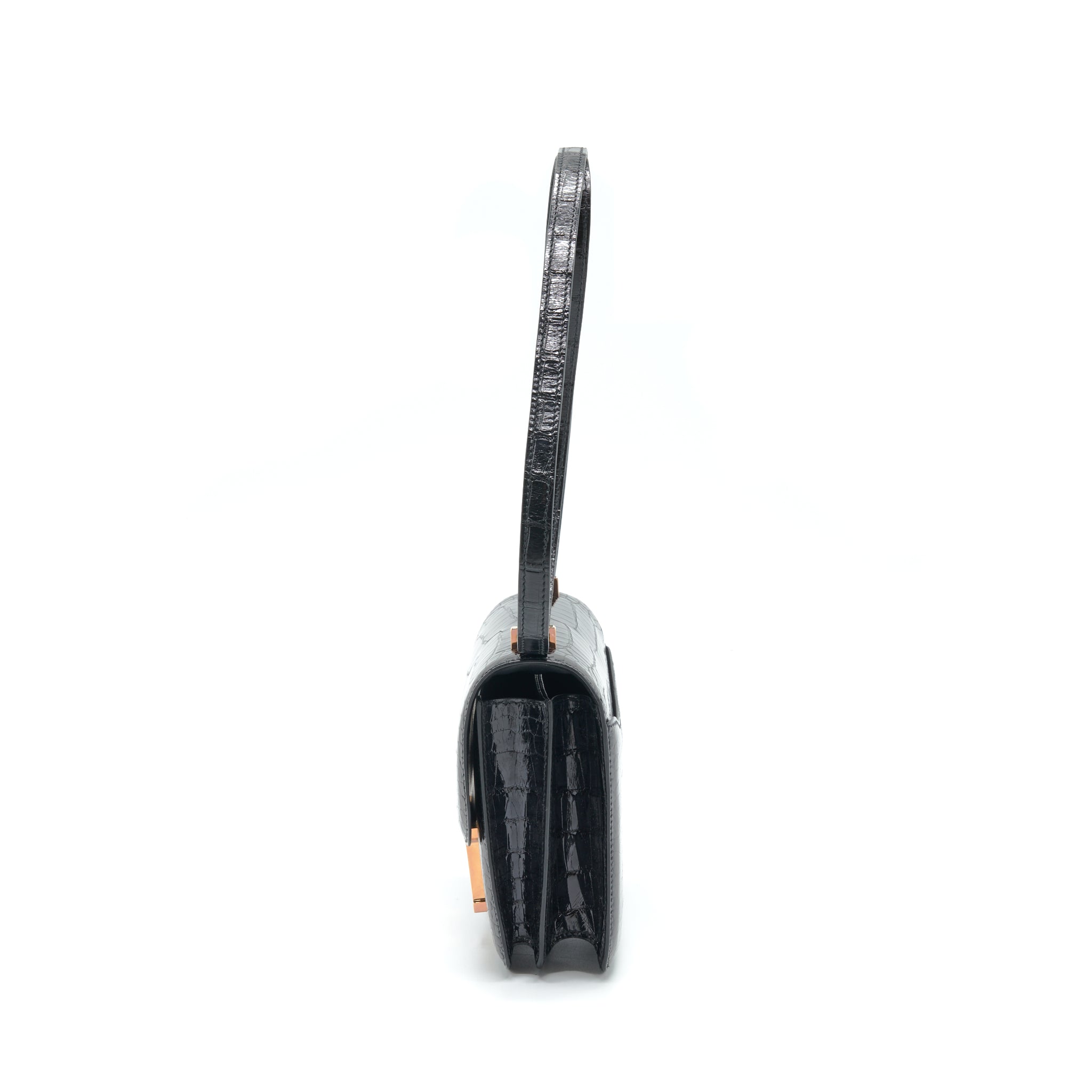 HERMES MINI CONSTANCE ALLIGATOR MISSISSIPPLENSIS BLACK RGHW