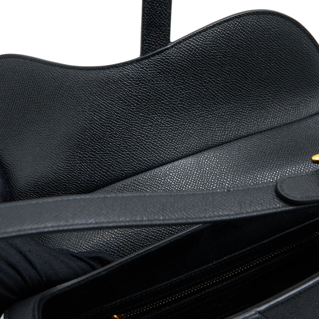 DIOR MEDIUM SADDLE BAG WITH STRAP GRAINED CALFSKIN BLACK GHW