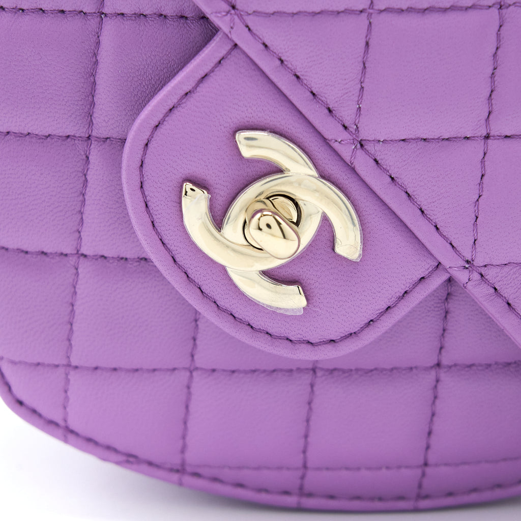 CHANEL 22S HEART BAG LAMBSKIN PURPLE LGHW (MICROCHIP)