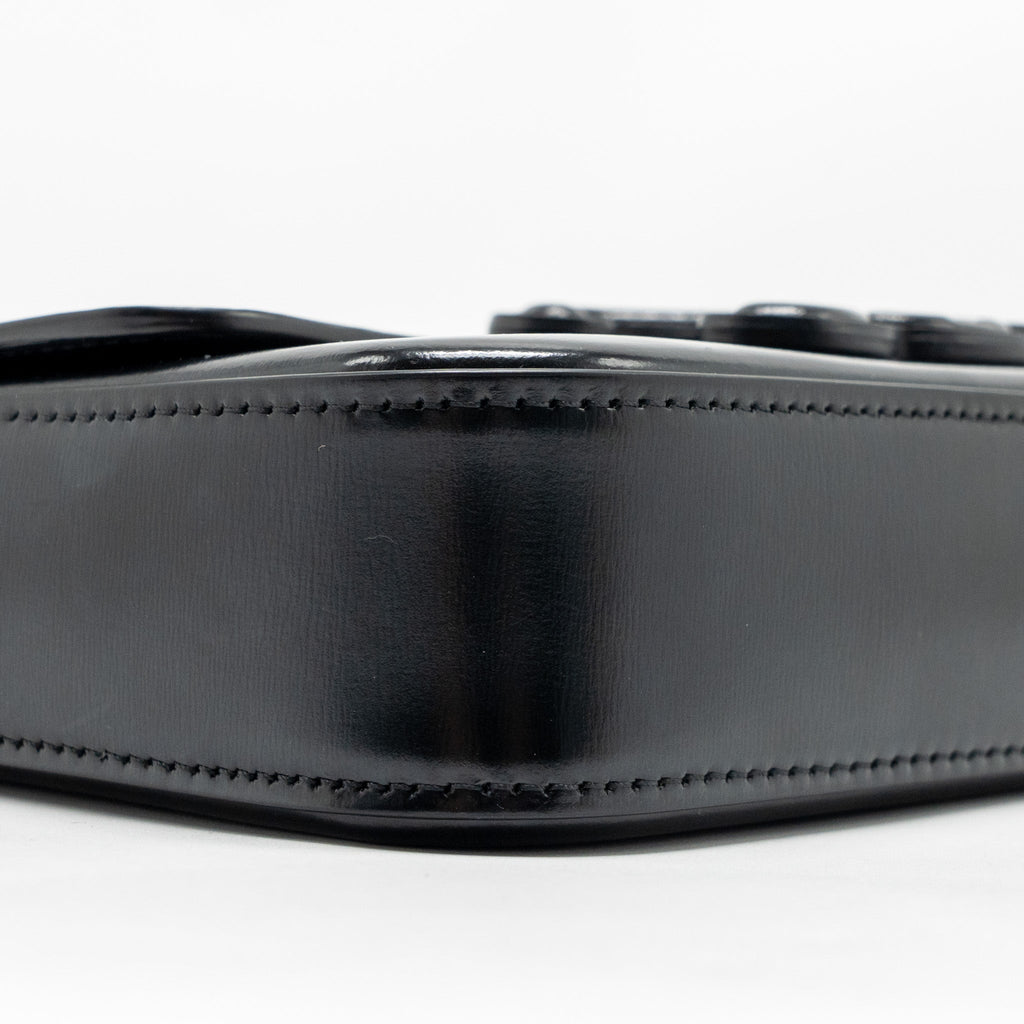 CELINE CUIR TRIOMPHE CHAIN SHOULDER BAG SHINY CALFSKIN BLACK GHW