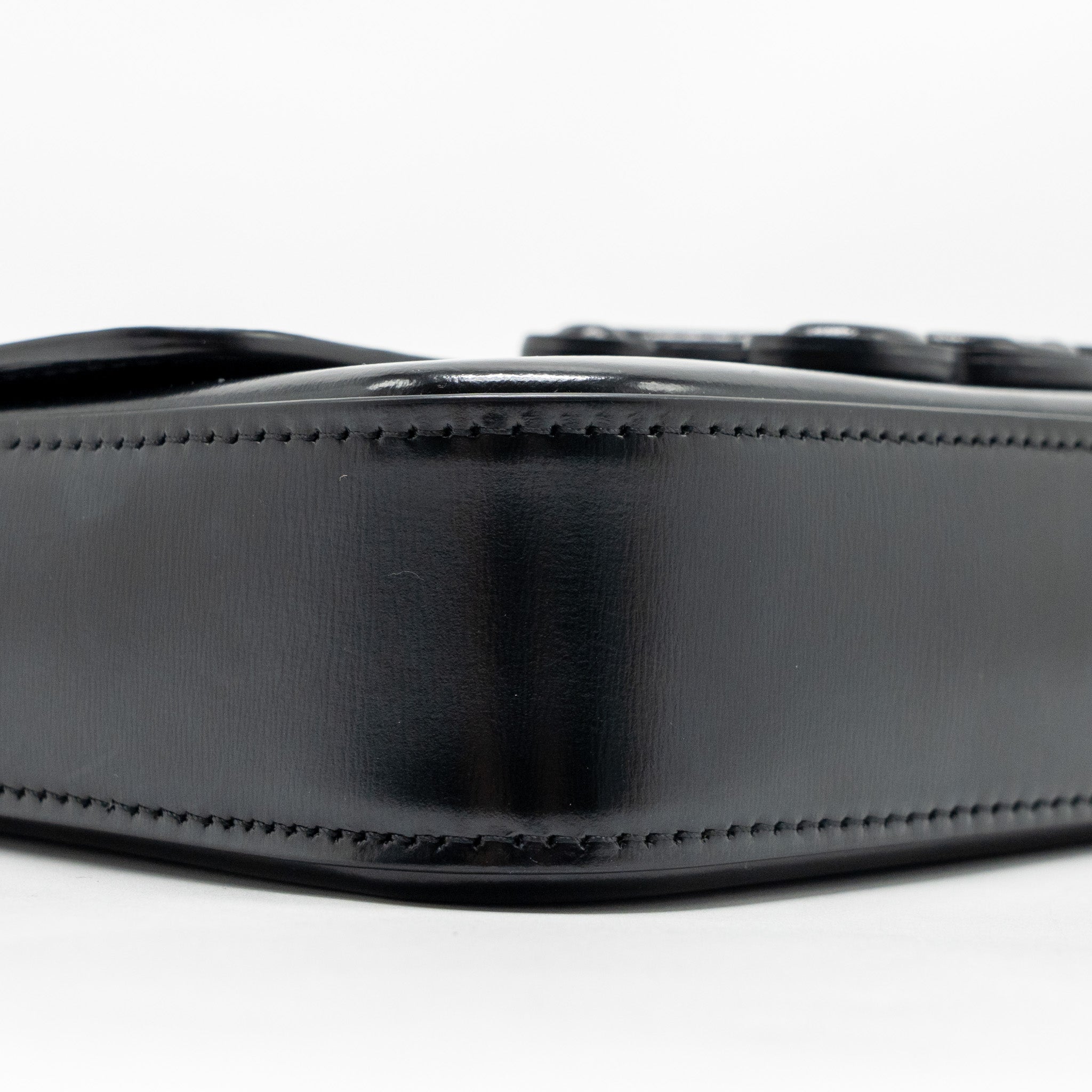 CELINE CUIR TRIOMPHE CHAIN SHOULDER BAG SHINY CALFSKIN BLACK GHW