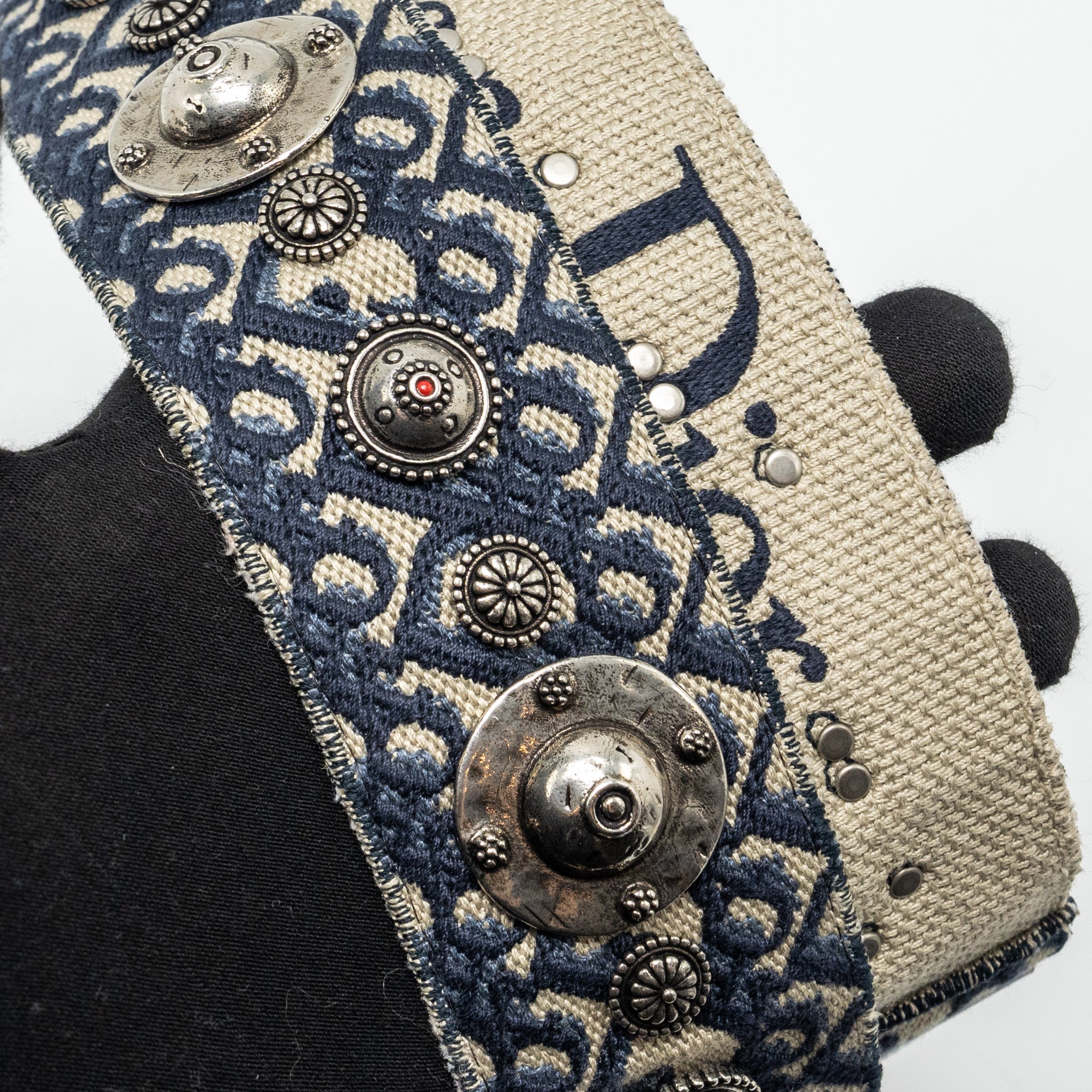 DIOR MEDIUM SADDLE BLUE OBLIQUE EMBROIDERY GHW