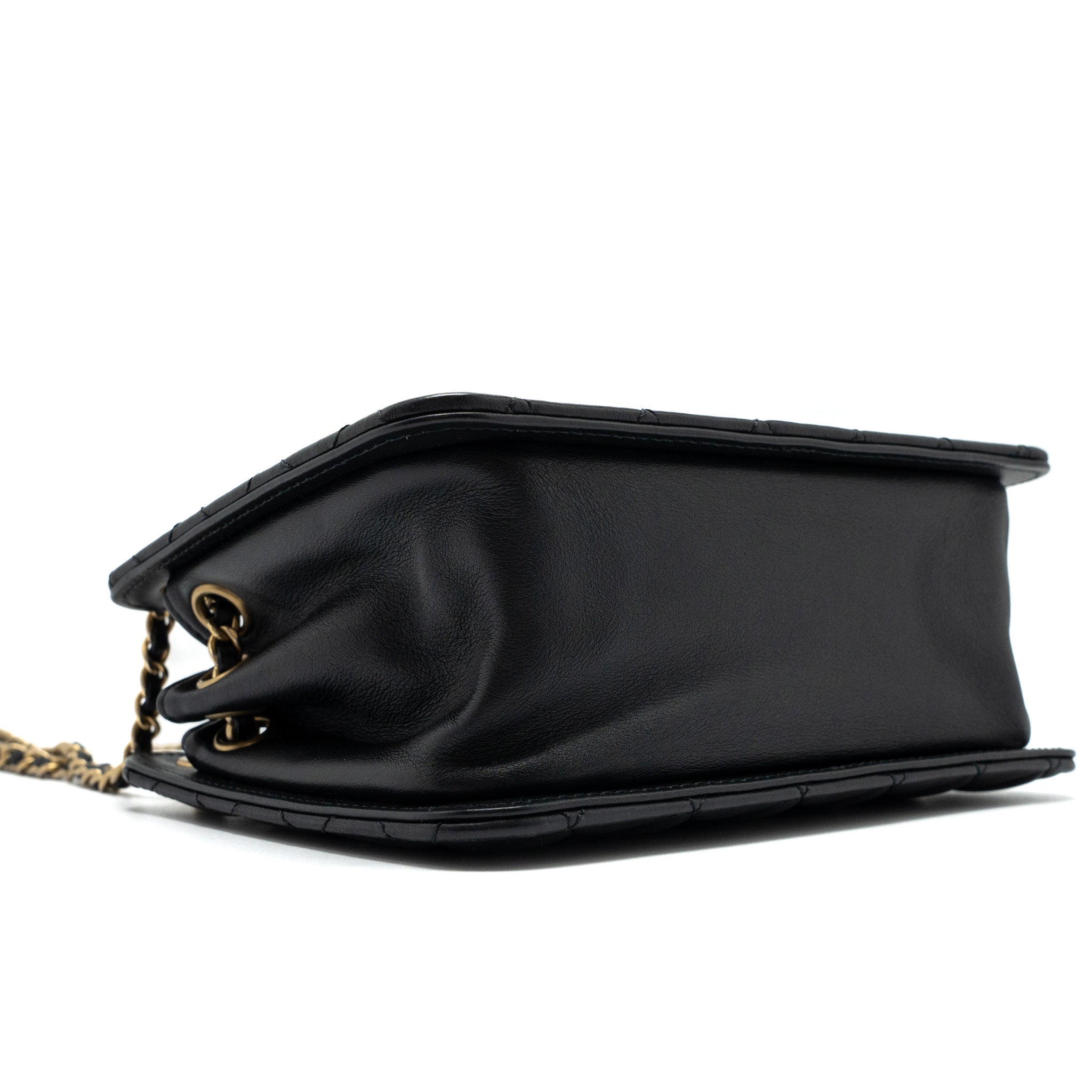 CHANEL GIANT CC LOGO MINI TOTE BAG LAMBSKIN BLACK GHW
