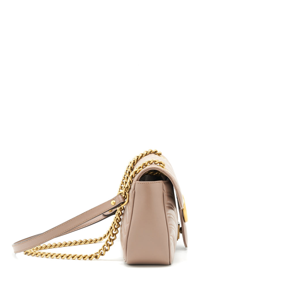 GUCCI MARMONT SMALL DUSTY PINK MATELASSÉ SHOULDER BAG GHW