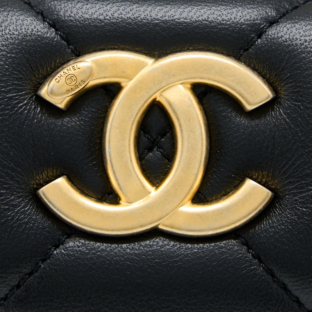CHANEL 22S DETAIL HANDLE HOBO CROSSBODY BAG LAMBSKIN BLACK GHW(MICROCHIP)