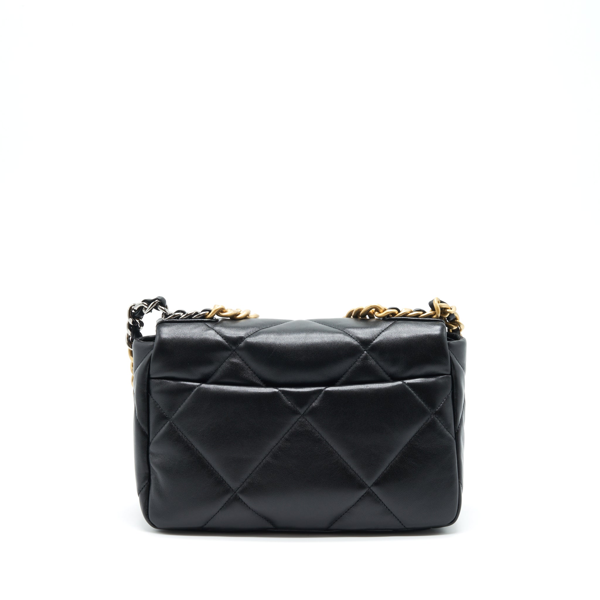 CHANEL SMALL 19 BAG LAMBSKIN BLACK WITH MULTICOLOUR HARDWARE (MICROCHIP)