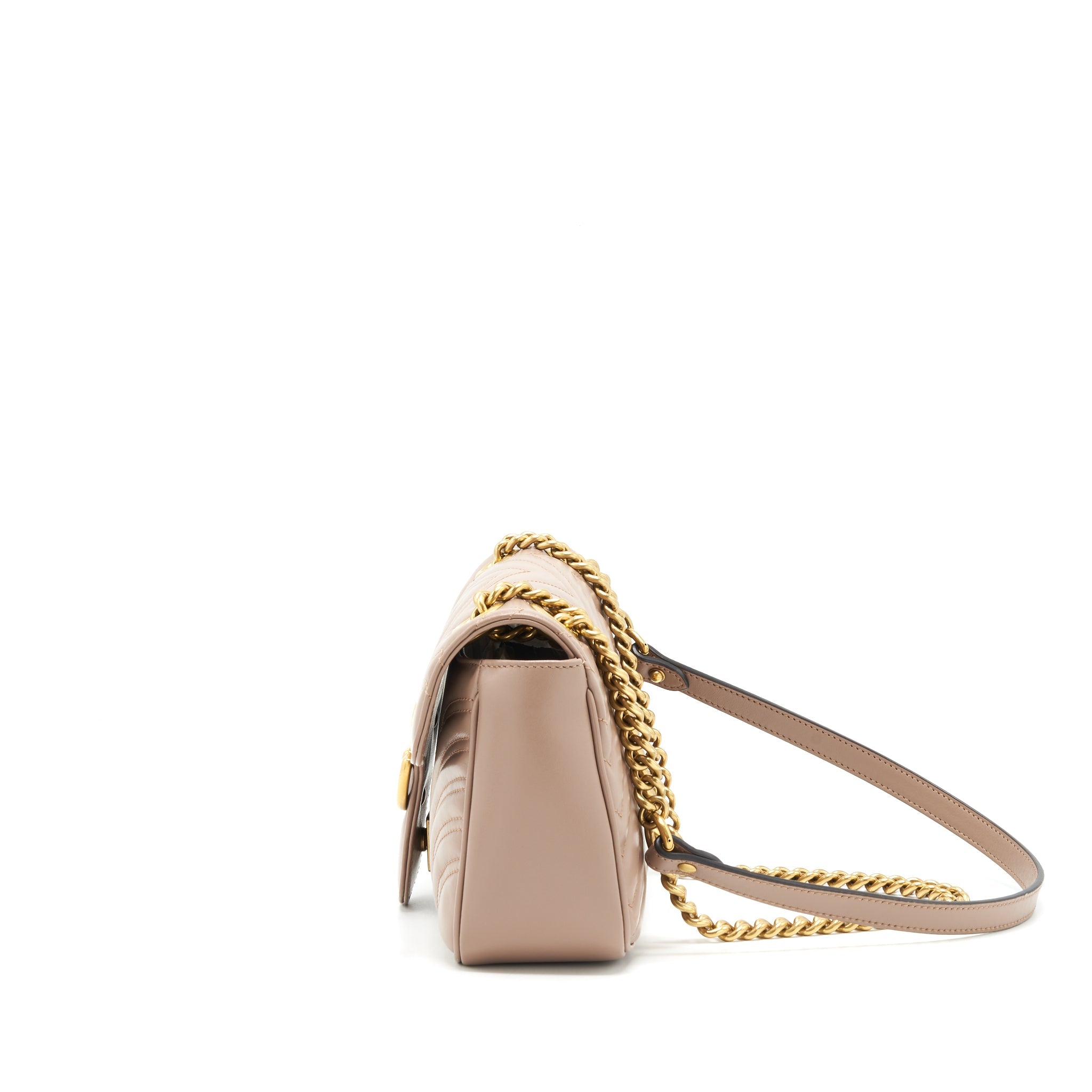 GUCCI MARMONT SMALL DUSTY PINK MATELASSÉ SHOULDER BAG GHW