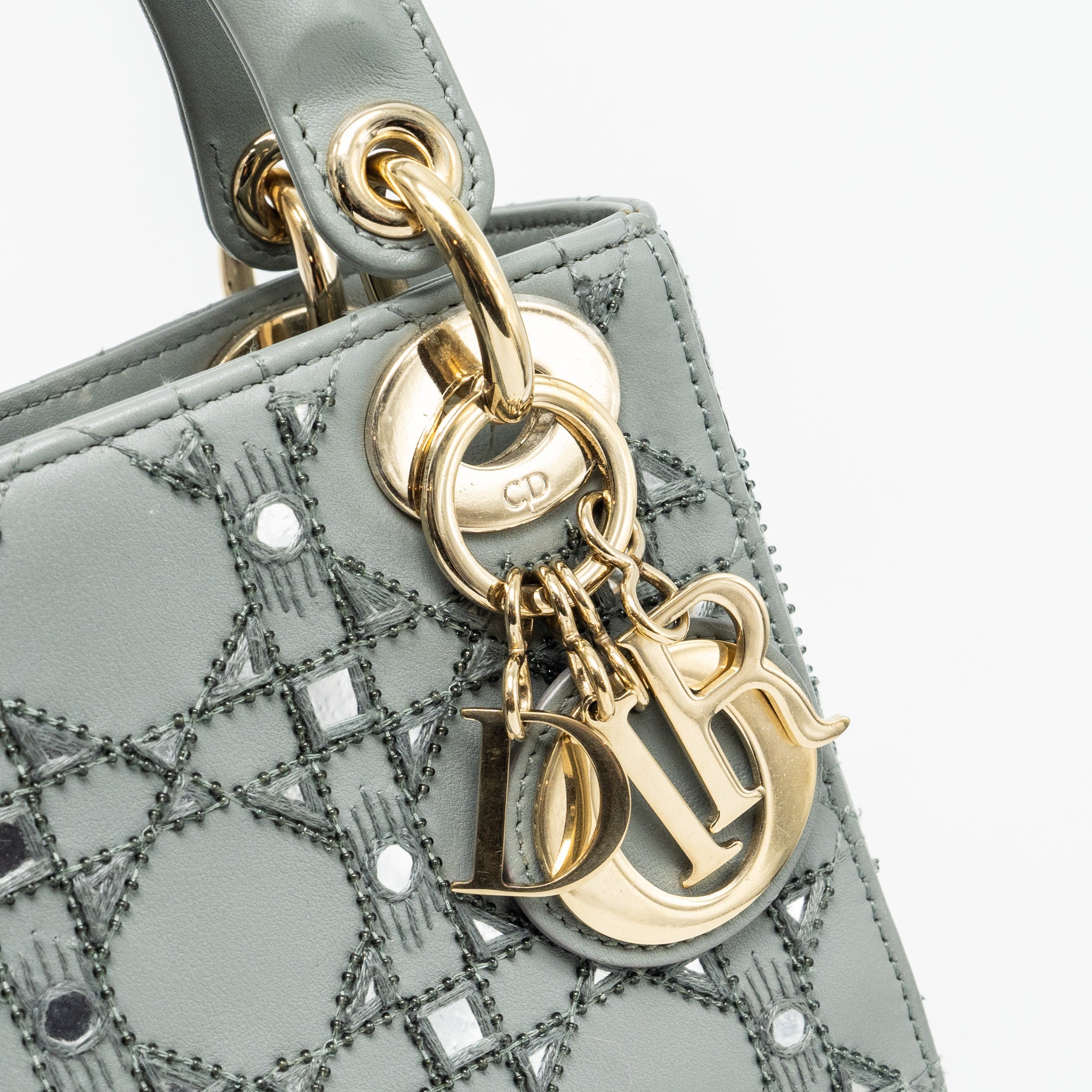 DIOR MINI LADY DIOR LIMITED EDITION LAMBSKIN GREY LGHW