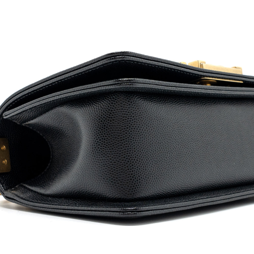 CHANEL SMALL BOY BAG CAVIAR BLACK GHW (MICROCHIP)