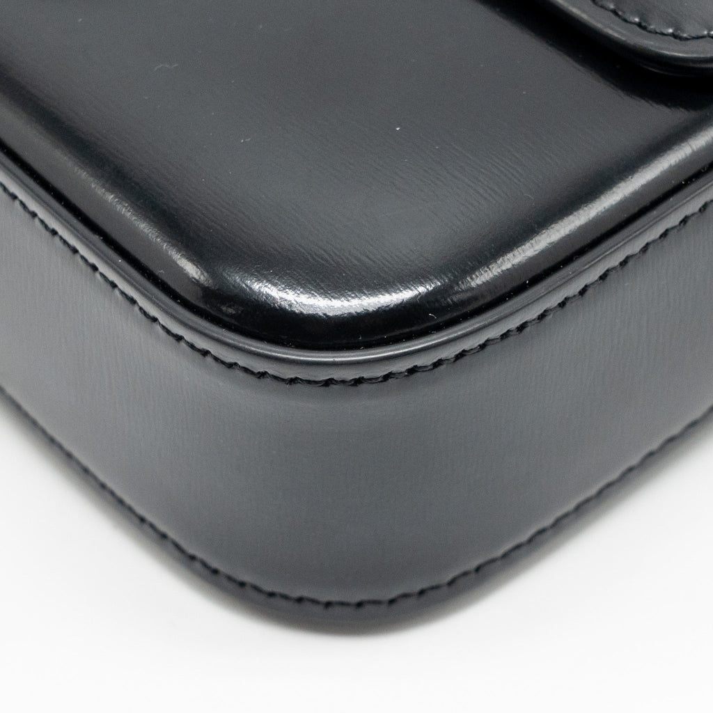 CELINE CUIR TRIOMPHE CHAIN SHOULDER BAG SHINY CALFSKIN BLACK GHW