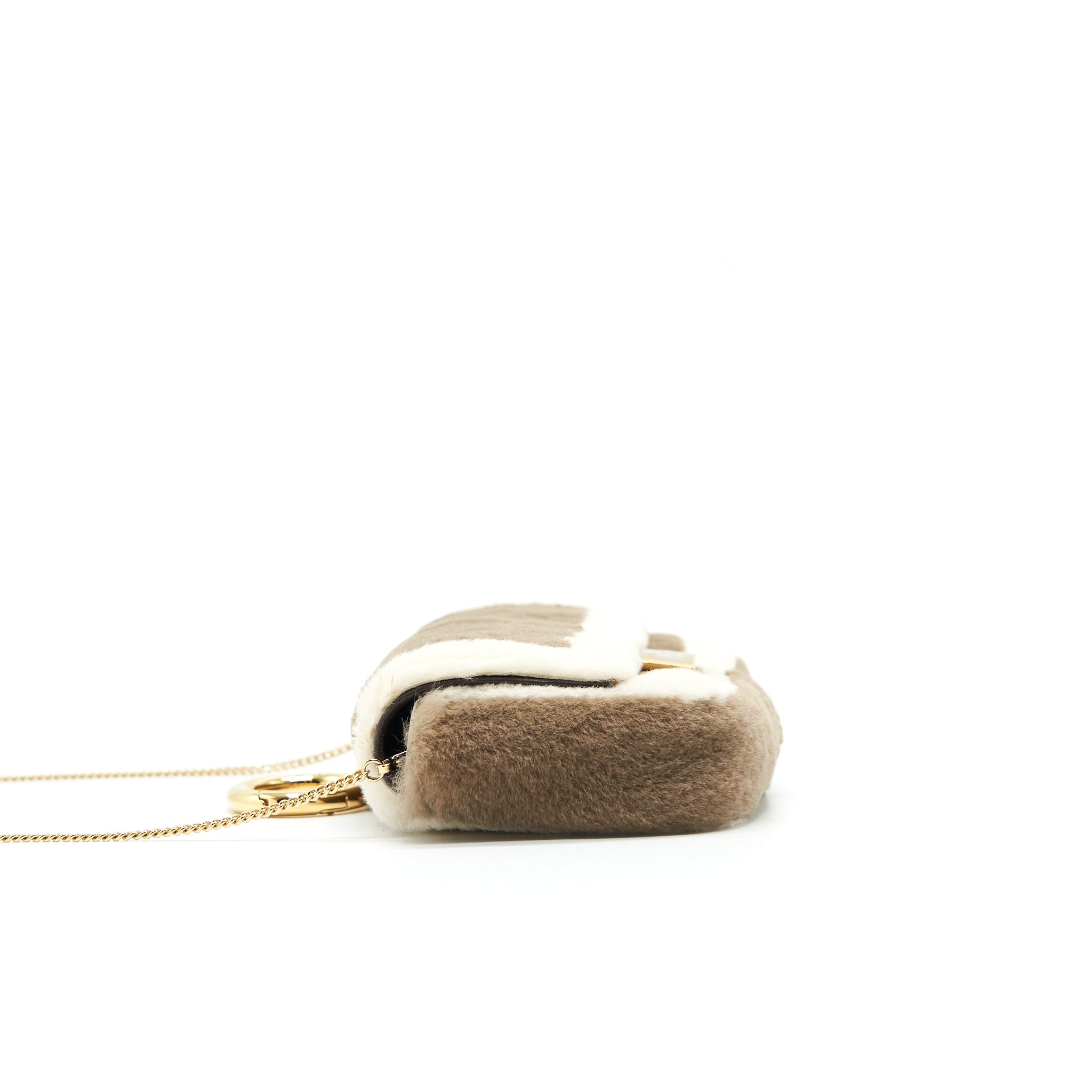 FENDI NANO BAGUETTE BROWN MINK CHARM