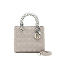 DIOR LADY DIOR MEDIUM LAMBSKIN GREY SHW WITH AN EXTRA TWILLY