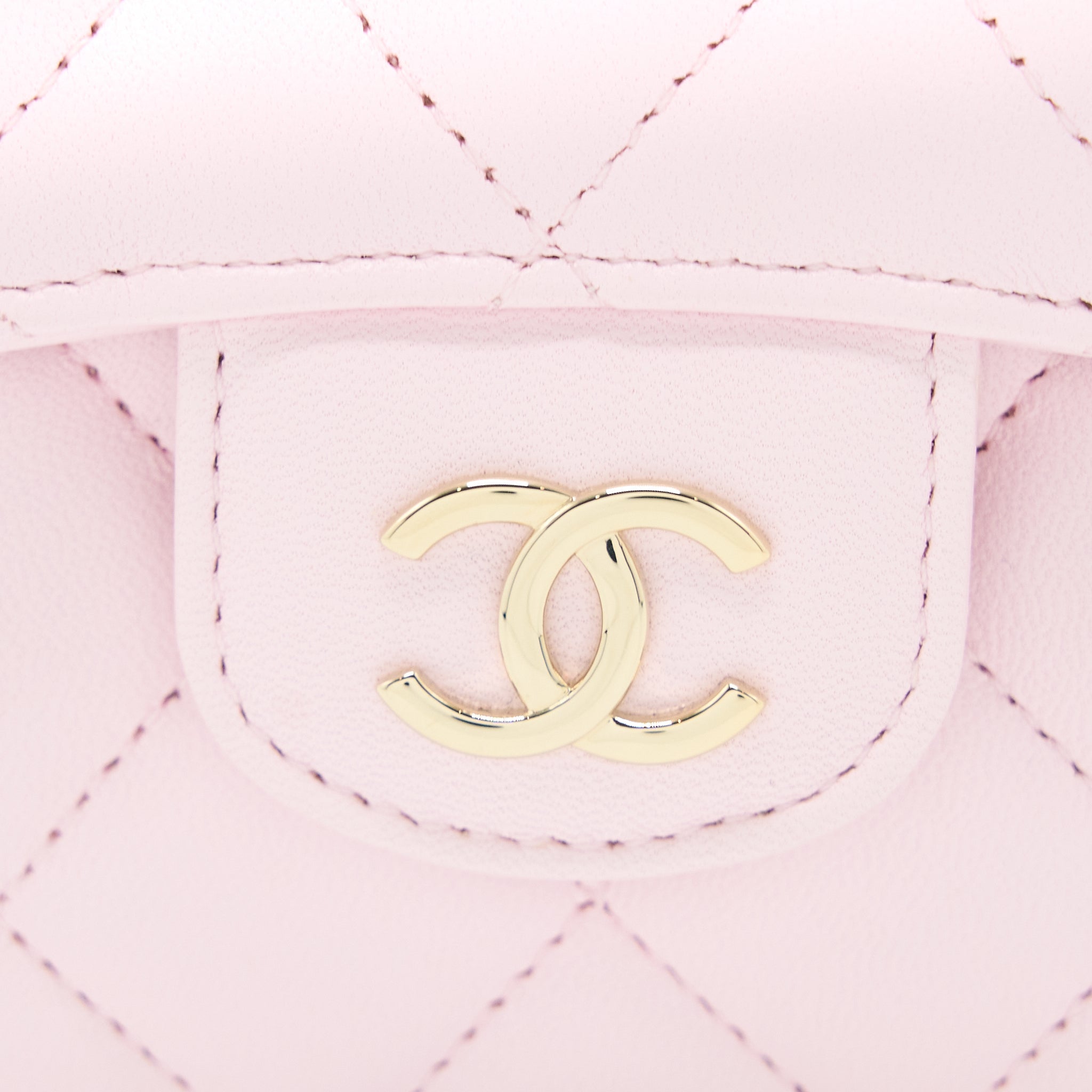 CHANEL TOP HANDLE MINI FLAP BAG WITH CHAIN LAMBSKIN LIGHT PINK LGHW