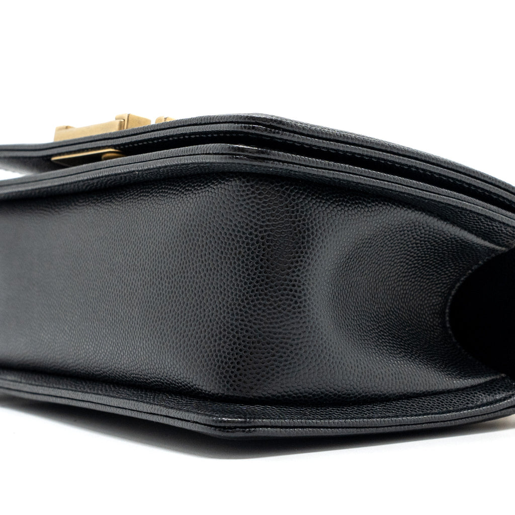 CHANEL SMALL BOY BAG CAVIAR BLACK GHW (MICROCHIP)
