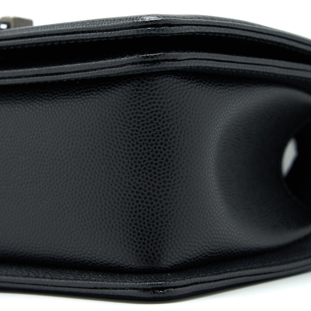 CHANEL SMALL BOY BAG CAVIAR BLACK RUTHENIUM HARDWARE (MICROCHIP)