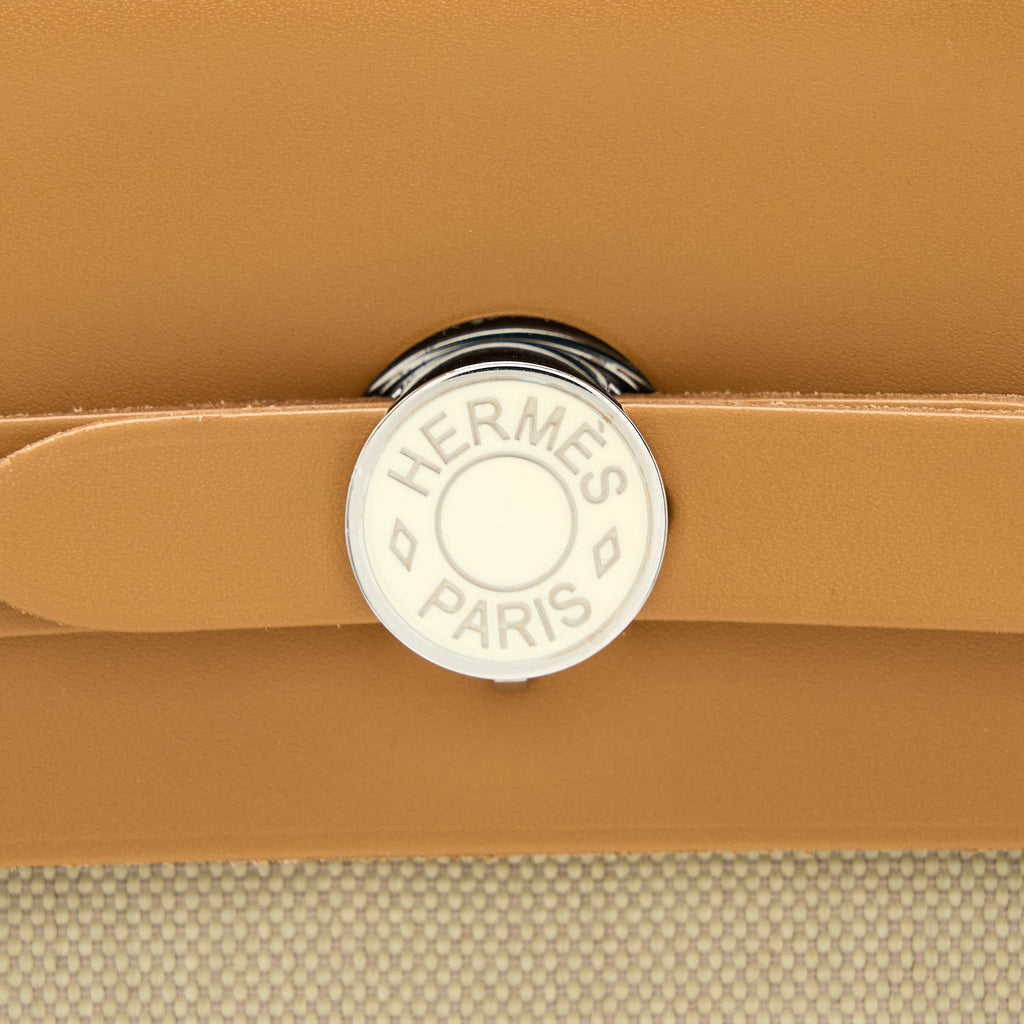 HERMES HERBAG ZIP 31 BAG CANVAS BRETON/NATURAL SABLE/NATA SHW
