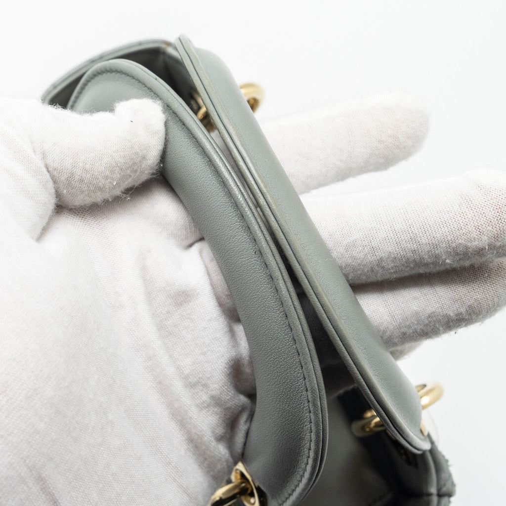 DIOR MINI LADY DIOR LIMITED EDITION LAMBSKIN GREY LGHW