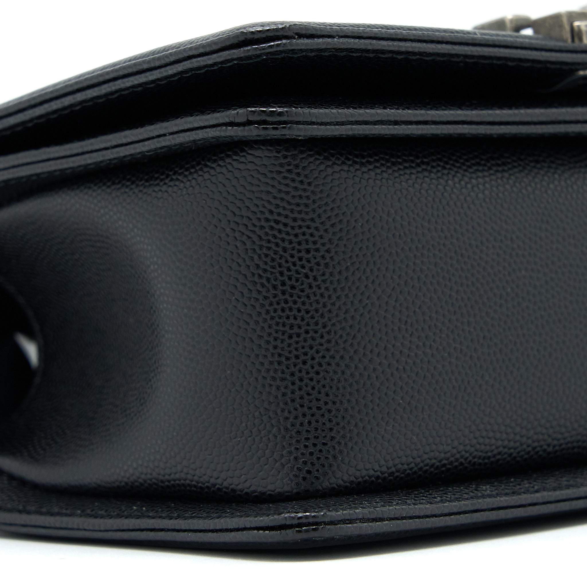 CHANEL SMALL BOY BAG CAVIAR BLACK RUTHENIUM HARDWARE (MICROCHIP)
