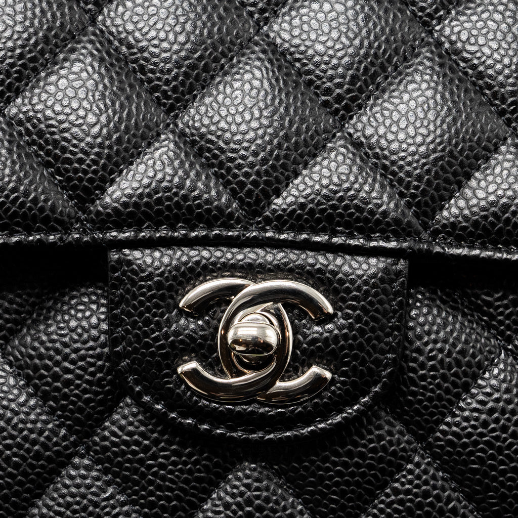 CHANEL MEDIUM CLASSIC DOUBLE FLAP BAG CAVIAR BLACK SHW
