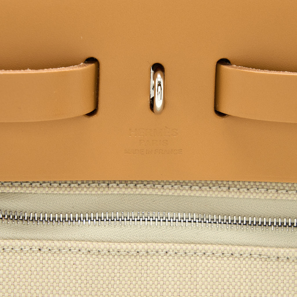 HERMES HERBAG ZIP 31 BAG CANVAS BRETON/NATURAL SABLE/NATA SHW