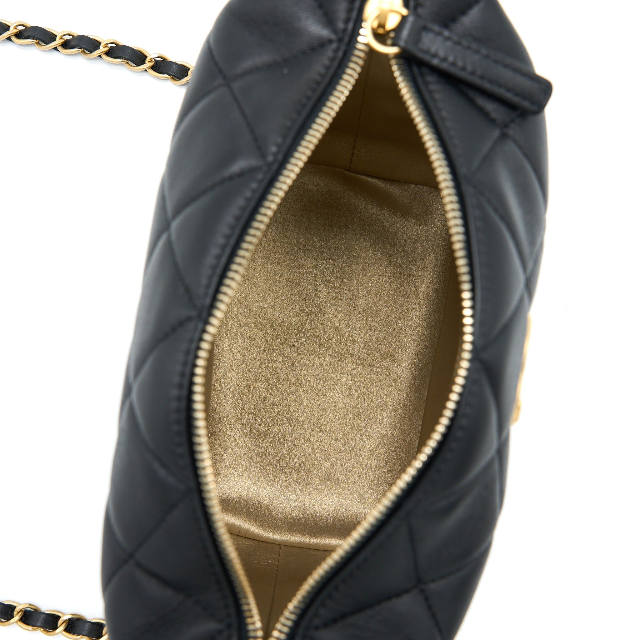 CHANEL 22S DETAIL HANDLE HOBO CROSSBODY BAG LAMBSKIN BLACK GHW(MICROCHIP)