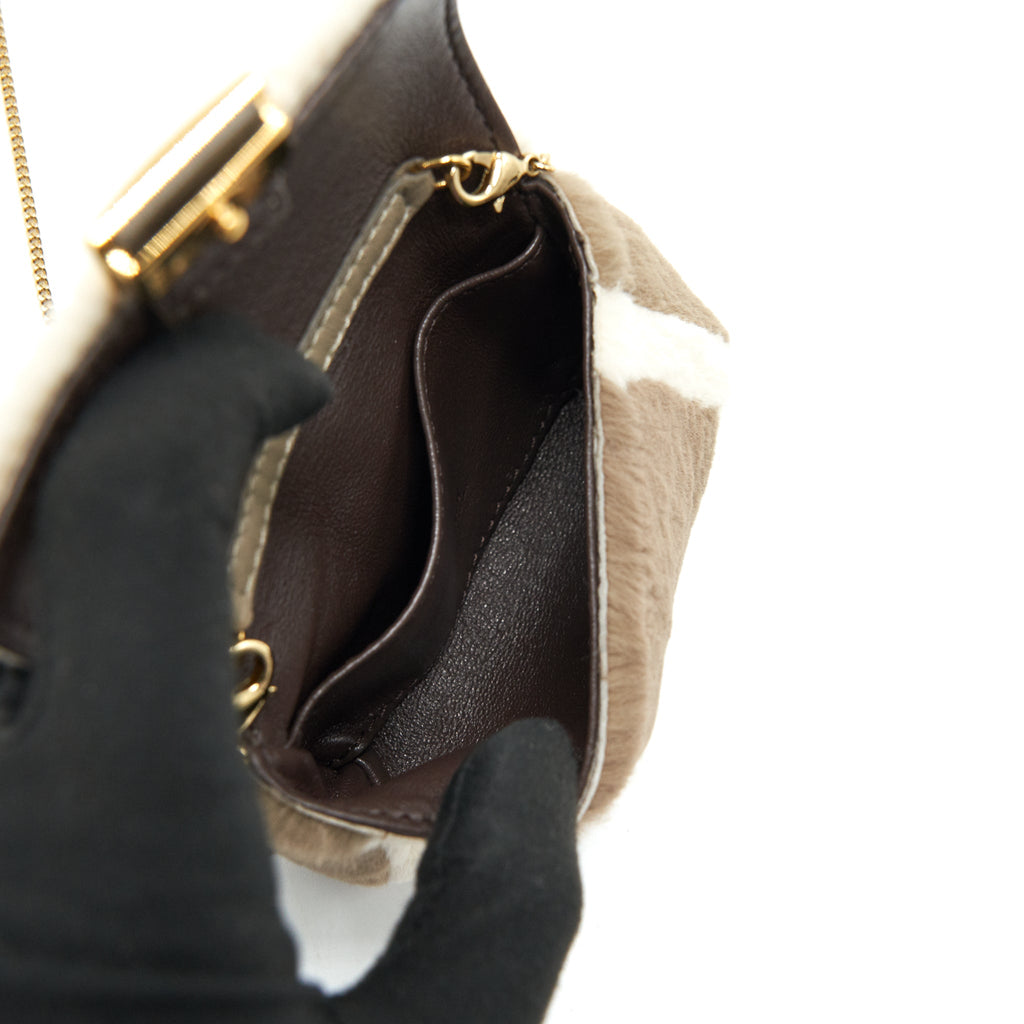 FENDI NANO BAGUETTE BROWN MINK CHARM