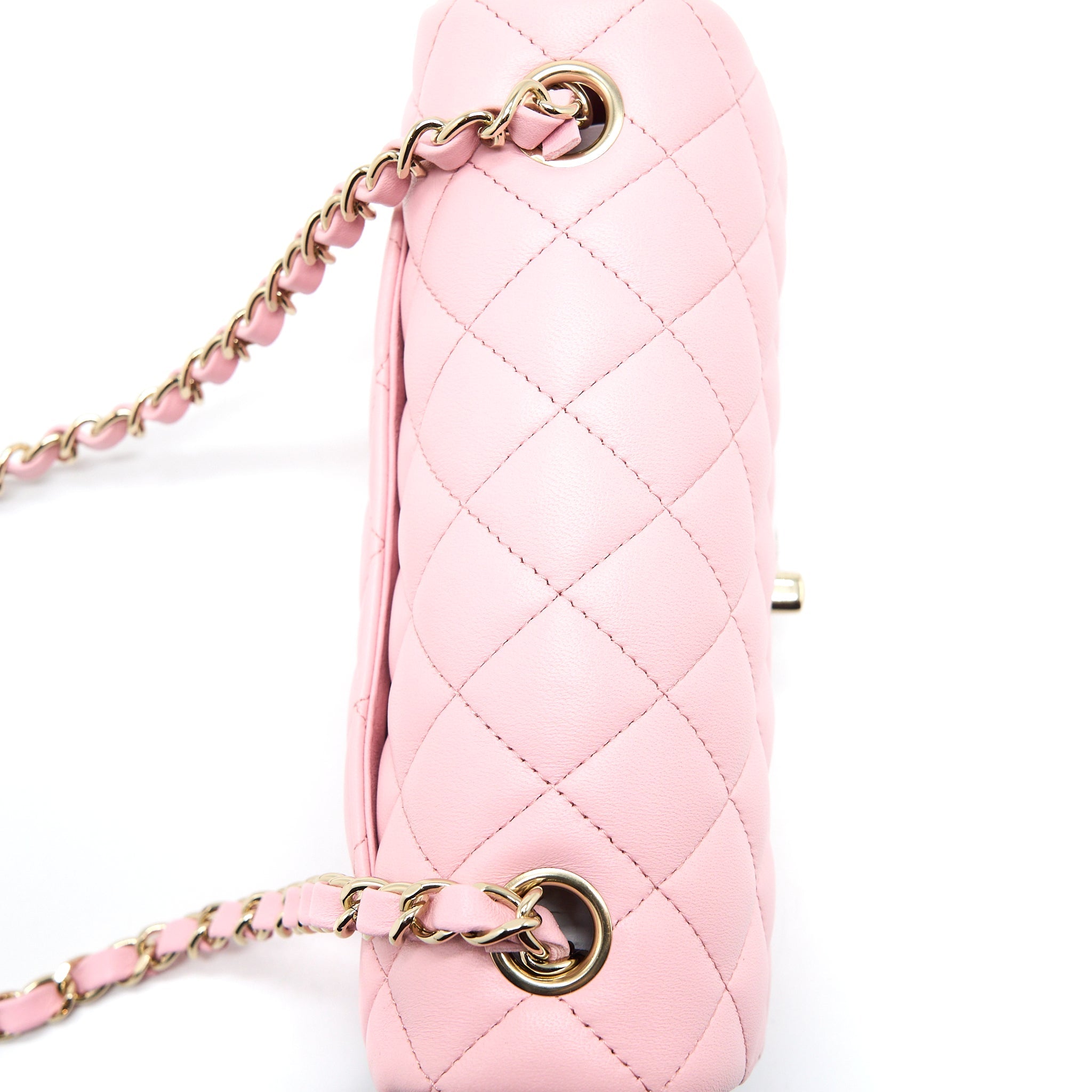 CHANEL 21S MINI RECTANGULAR FLAP BAG LAMBSKIN PINK LGHW