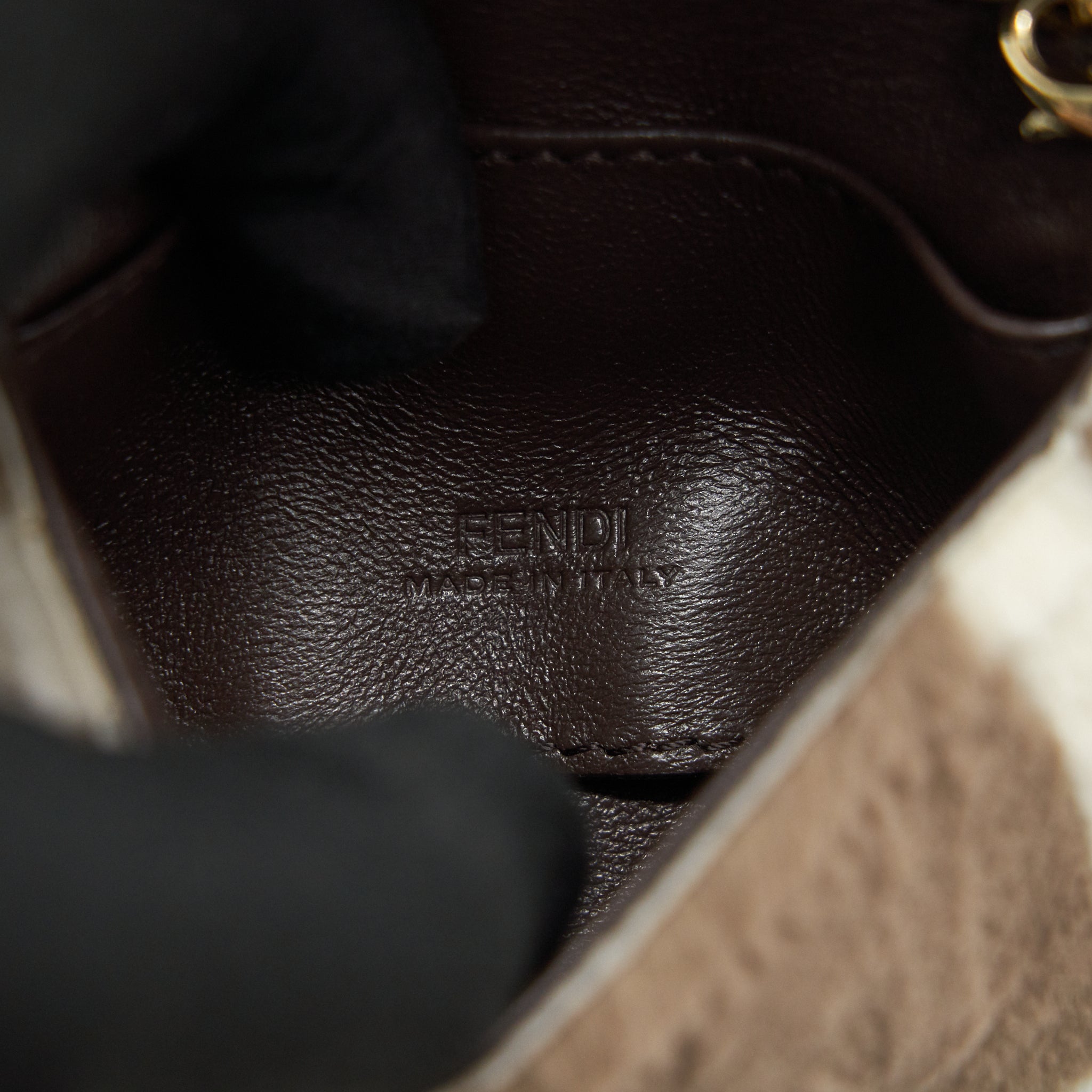FENDI NANO BAGUETTE BROWN MINK CHARM