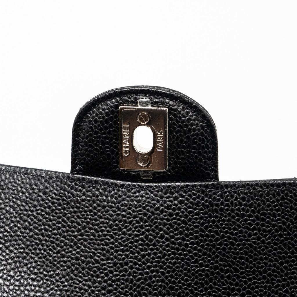 CHANEL MEDIUM CLASSIC DOUBLE FLAP BAG CAVIAR BLACK SHW