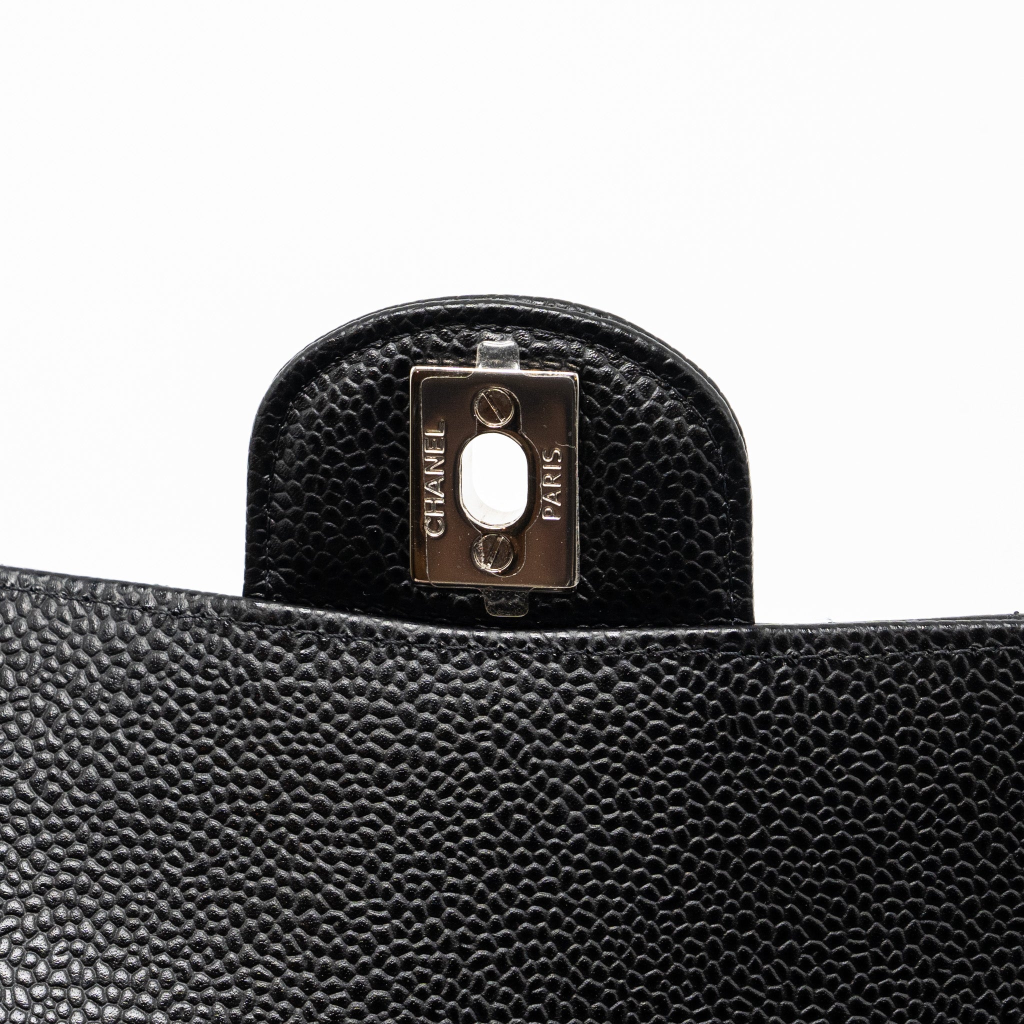 CHANEL MEDIUM CLASSIC DOUBLE FLAP BAG CAVIAR BLACK SHW
