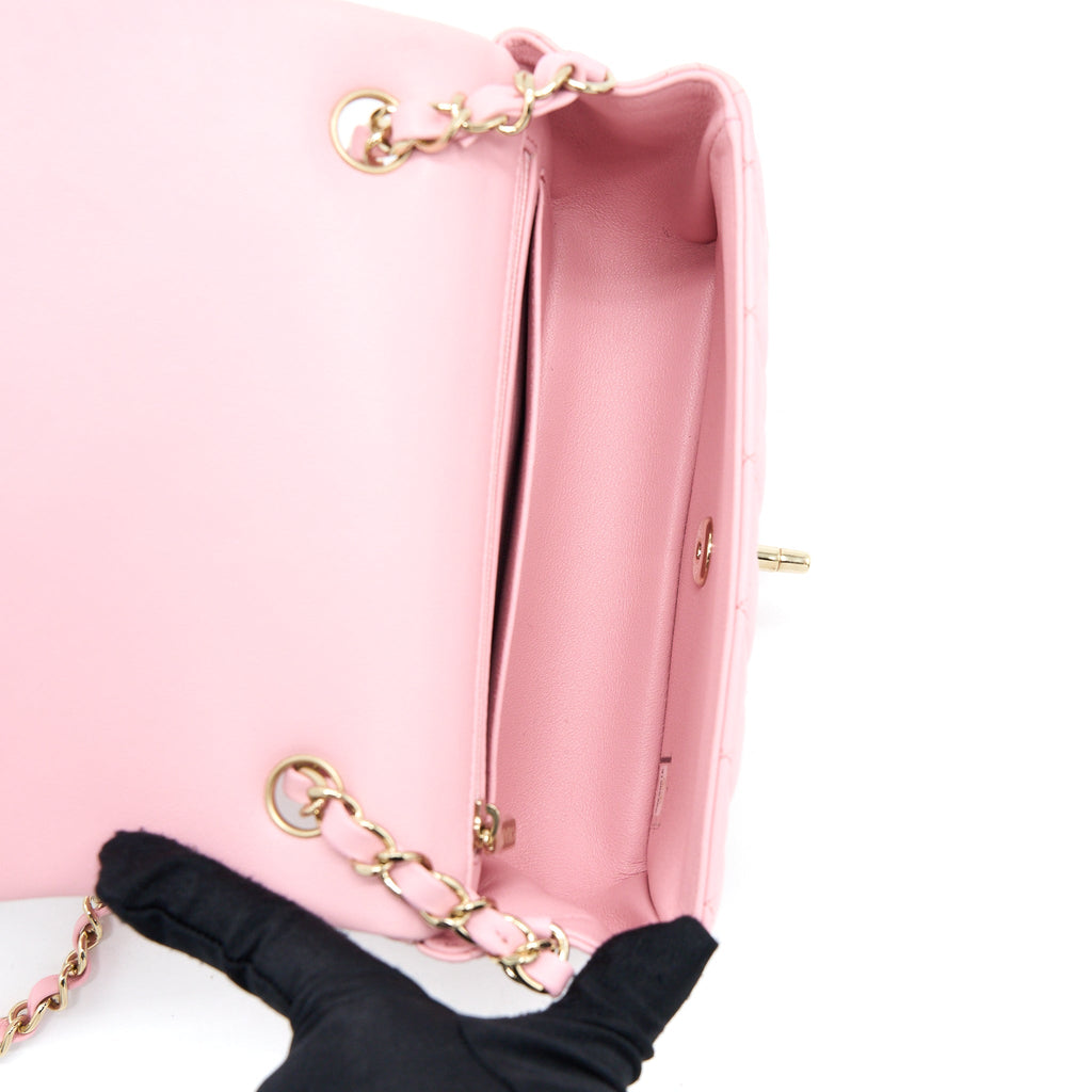 CHANEL 21S MINI RECTANGULAR FLAP BAG LAMBSKIN PINK LGHW