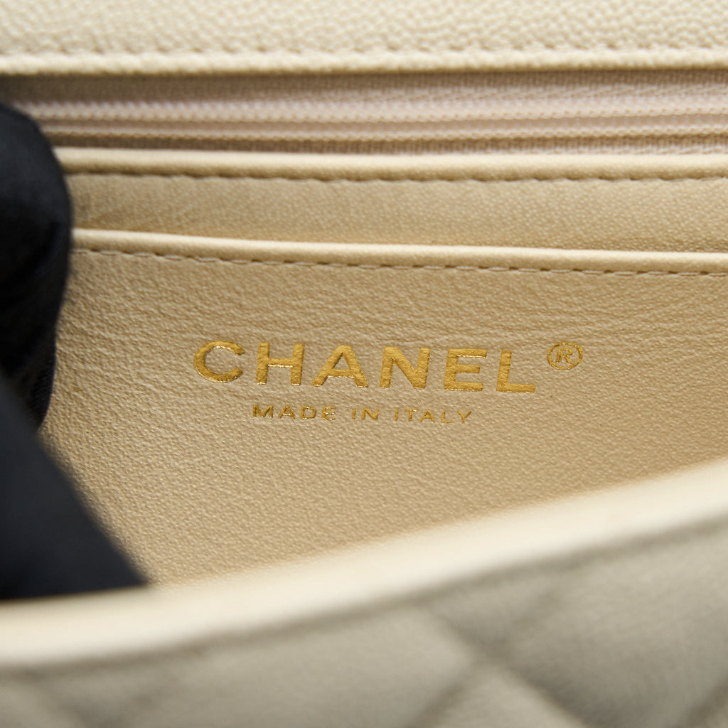 CHANEL TOP HANDLE MINI RECTANGULAR GRAINED CALFSKIN LIGHT BEIGE BRUSHED GHW