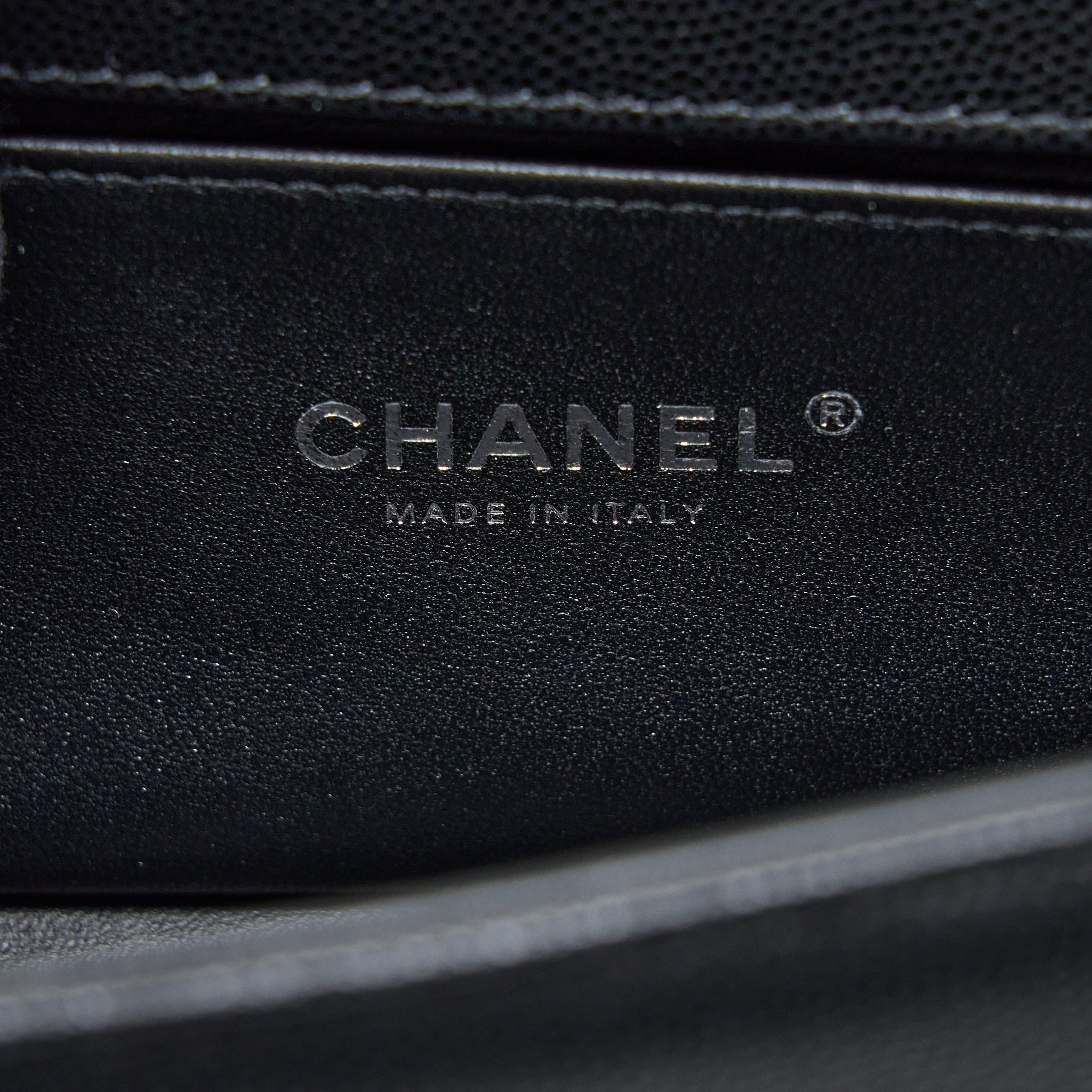 CHANEL SMALL BOY BAG CAVIAR BLACK RUTHENIUM HARDWARE (MICROCHIP)