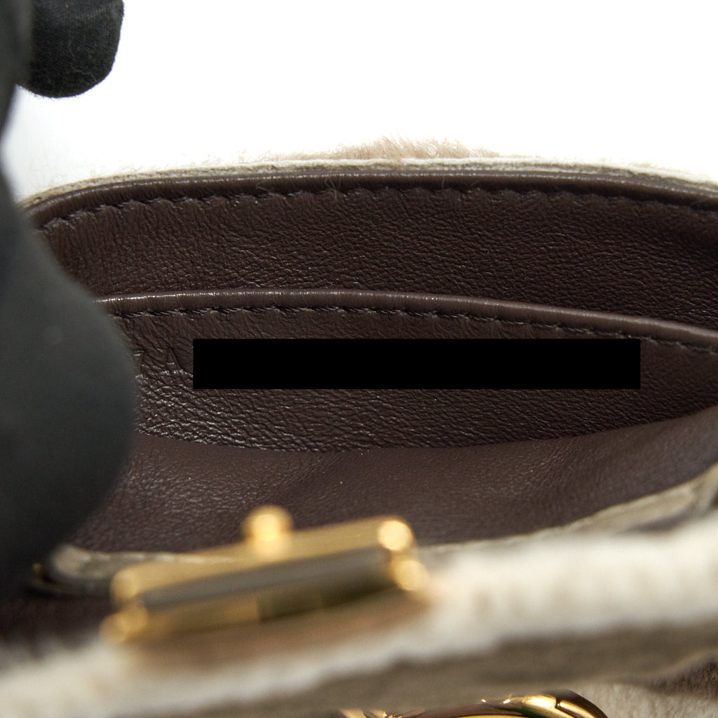 FENDI NANO BAGUETTE BROWN MINK CHARM