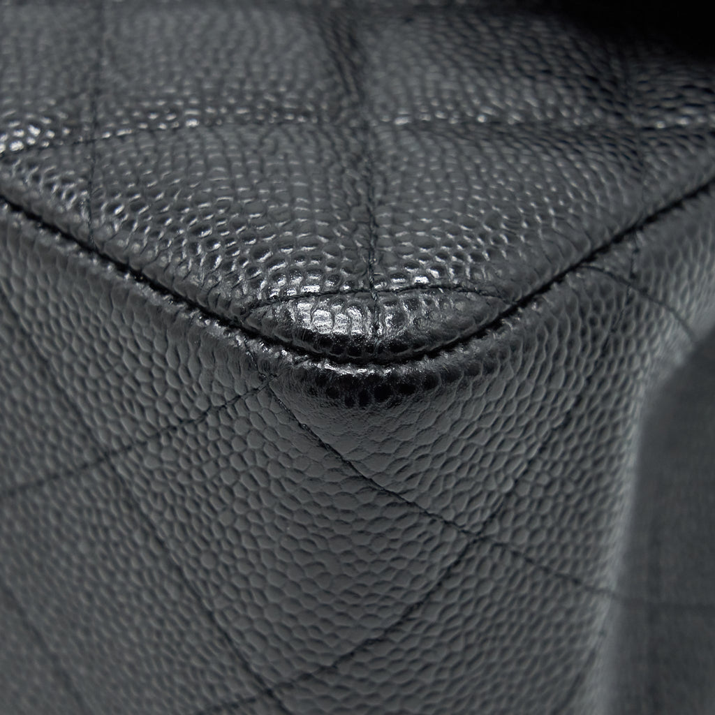 CHANEL CLASSIC JUMBO DOUBLE FLAP BAG BLACK CAVIAR GHW