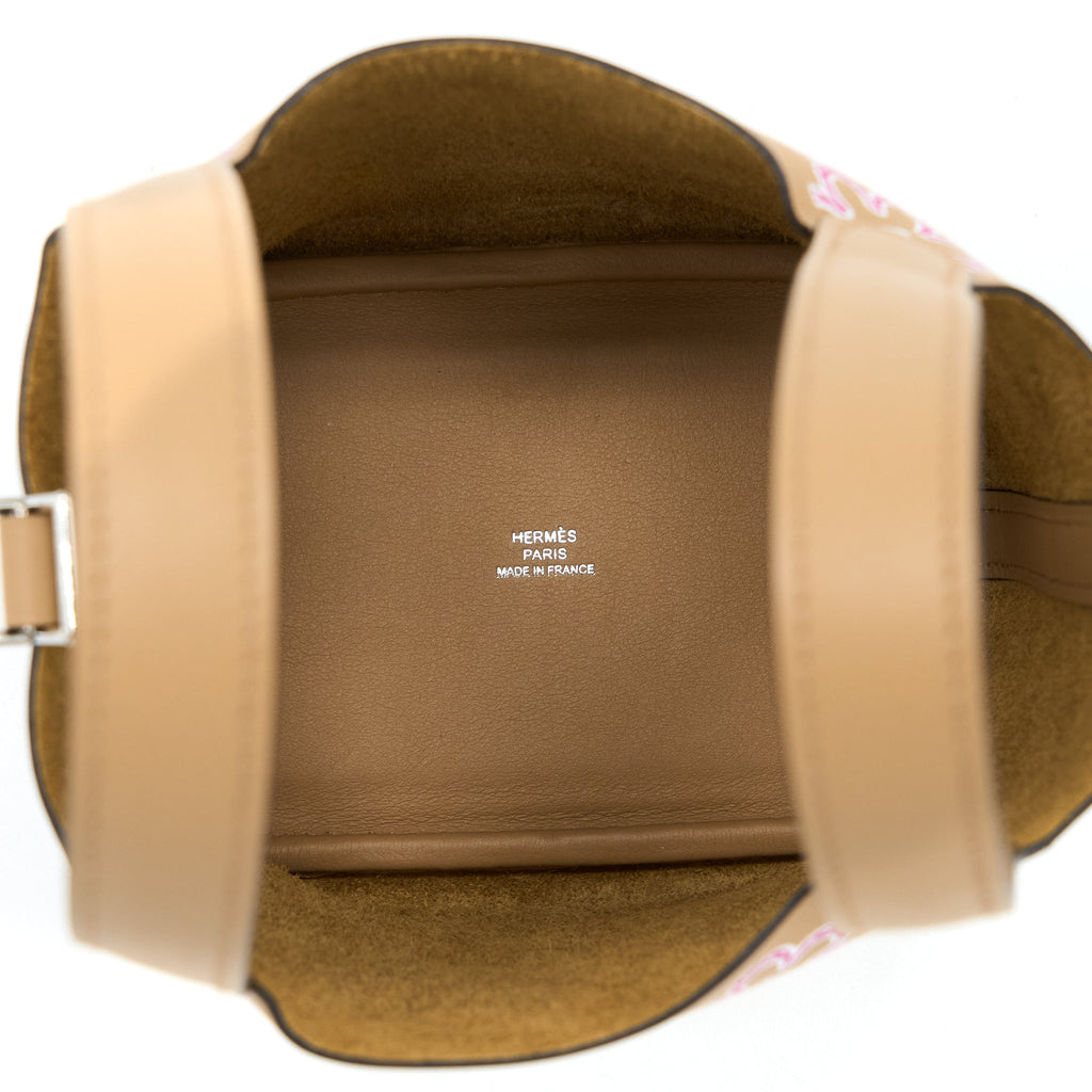 HERMES MICRO LUCKY DAISY PICOTIN 14 SWIFT CHAI/ROSE/BLANC SHW