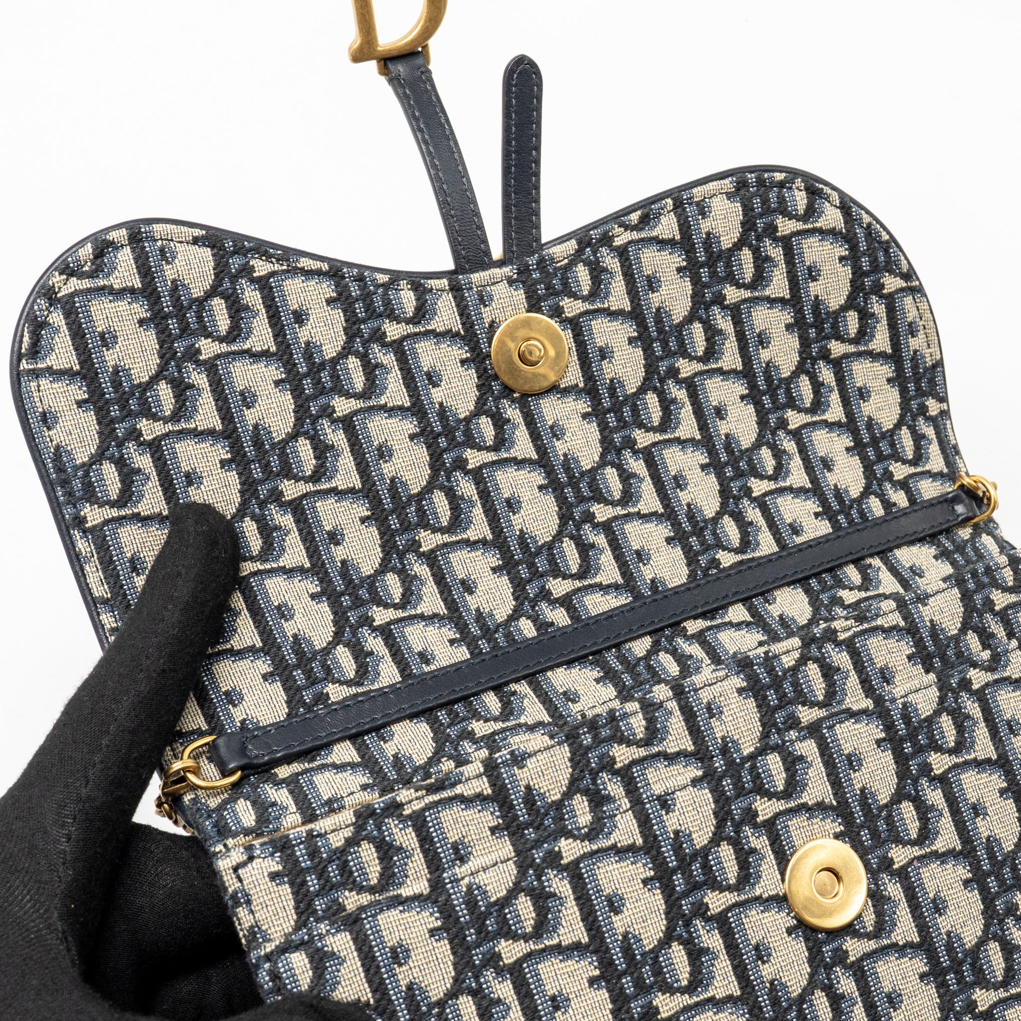 DIOR SADDLE POUCH DIOR OBLIQUE CANVAS BLUE GHW