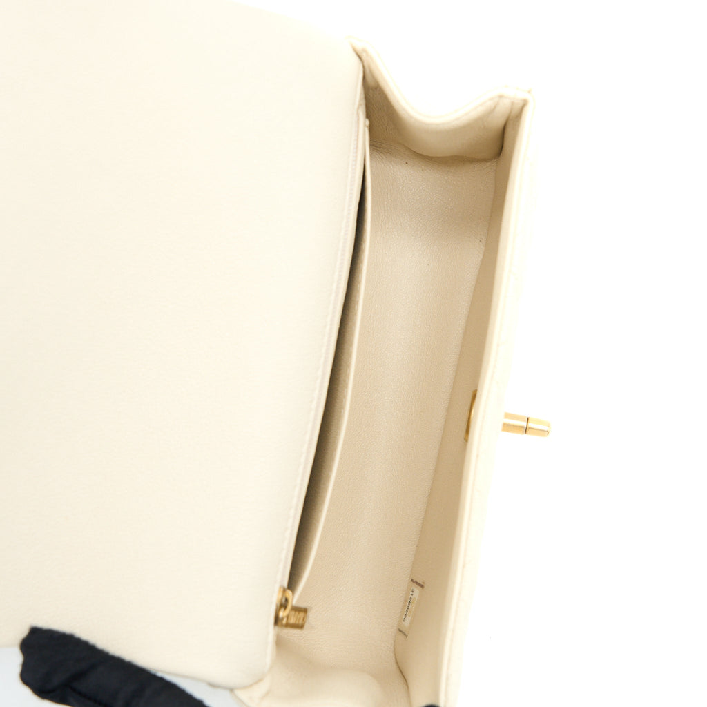 CHANEL TOP HANDLE MINI RECTANGULAR GRAINED CALFSKIN LIGHT BEIGE BRUSHED GHW