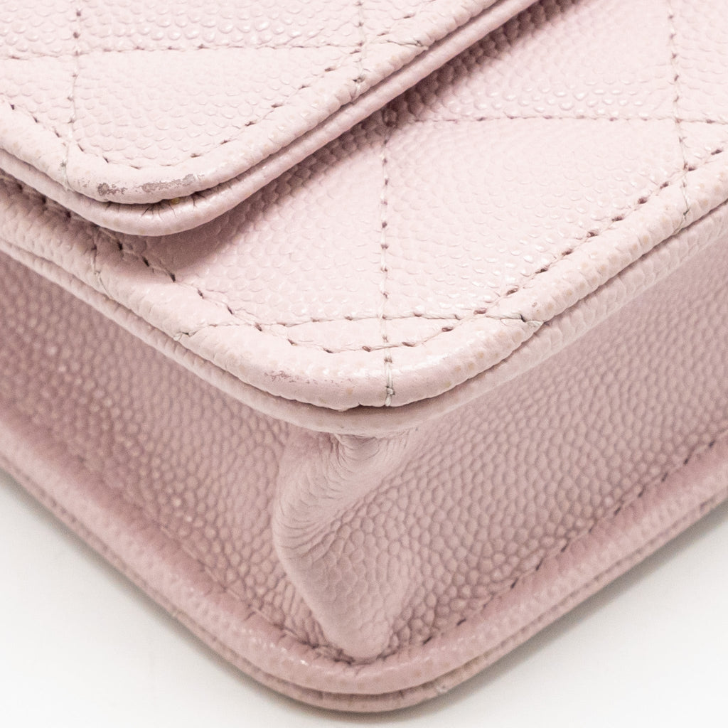 CHANEL CLASSIC WALLET ON CHAIN CAVIAR LIGHT PINK LGHW