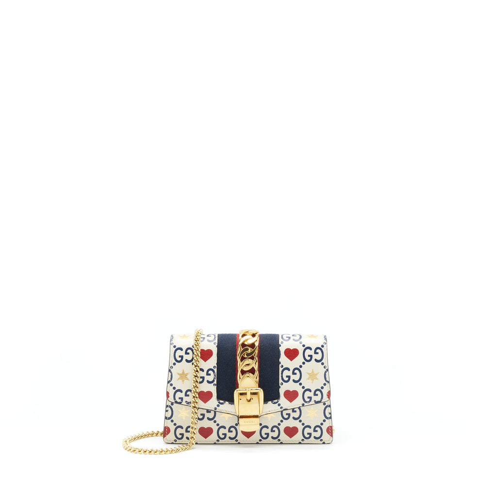 GUCCI MINI SYLVIE CROSSBODY BAG WHITE/MULTICOLOUR GHW