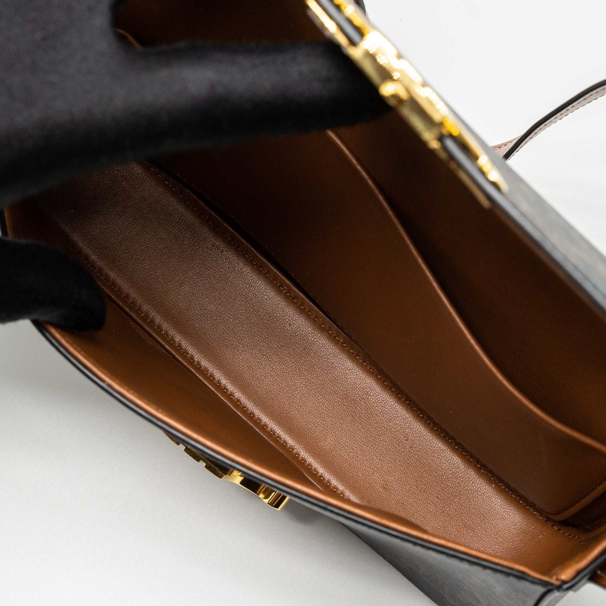 CELINE TRIOMPHE SHOULDER BAG TRIOMPHE CANVAS/CALFSKIN TAN GHW