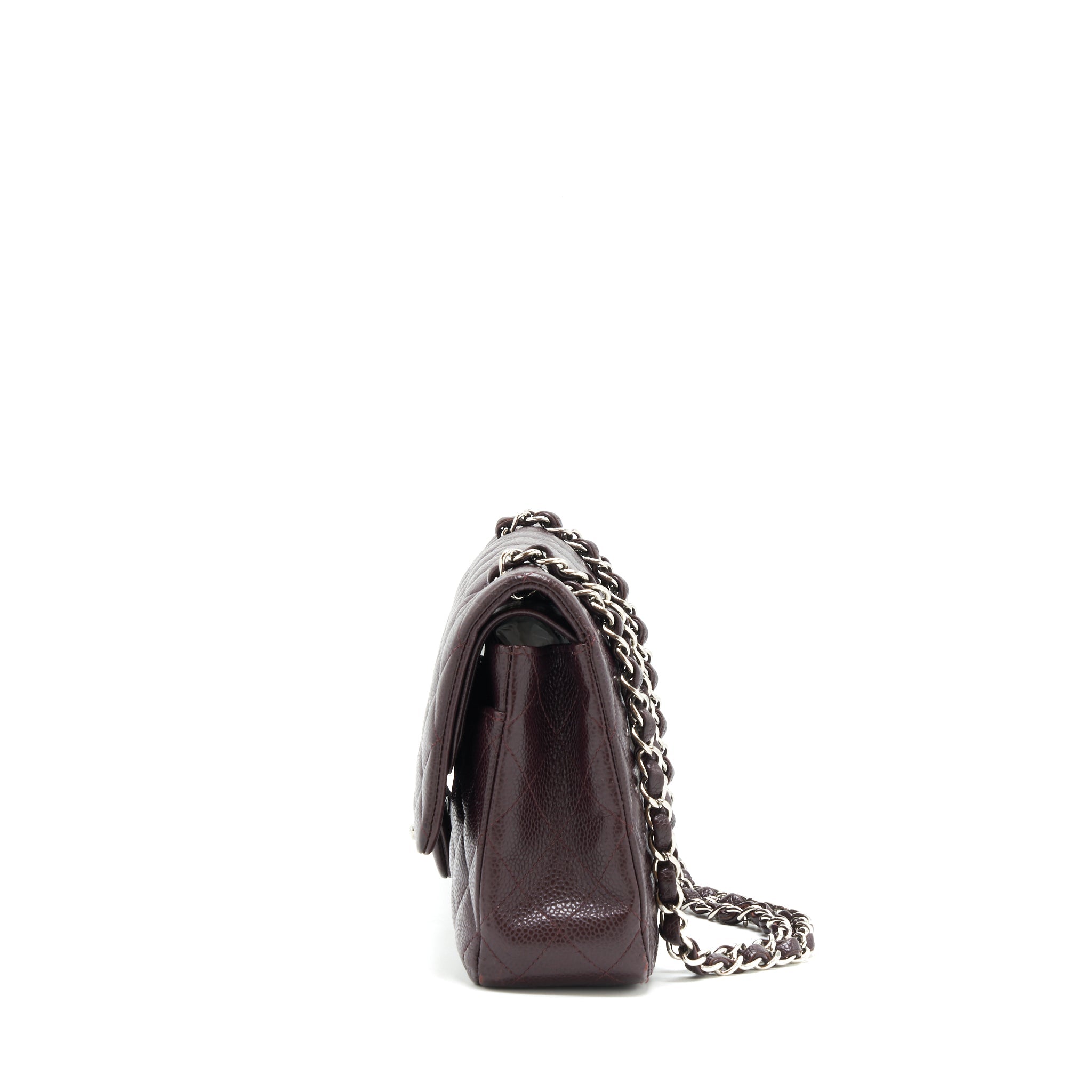 CHANEL MEDIUM CLASSIC DOUBLE FLAP BAG CAVIAR BURGUNDY SHW